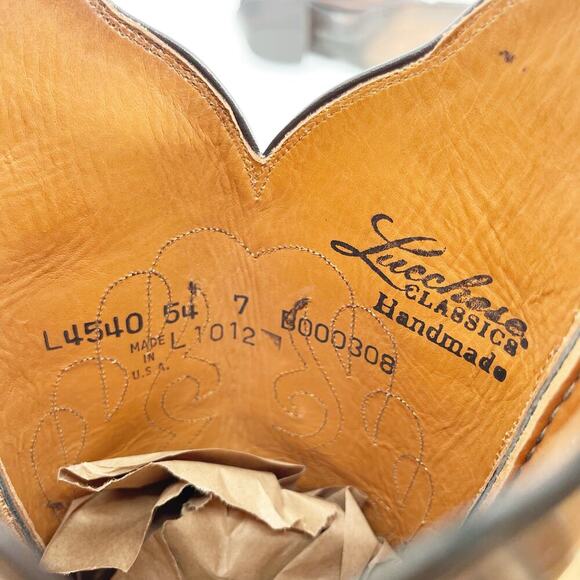 Lucchese Classics Brown Exotic Lizard Leather Overlay Western Cowgirl Boot sz 7 - Picture 12 of 12